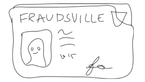 Gráfico desenhado à mão de um documento fraudulento