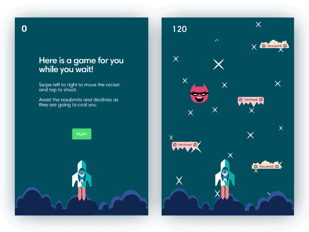 Capturas de pantalla del juego de espera construido por el equipo de Mikk