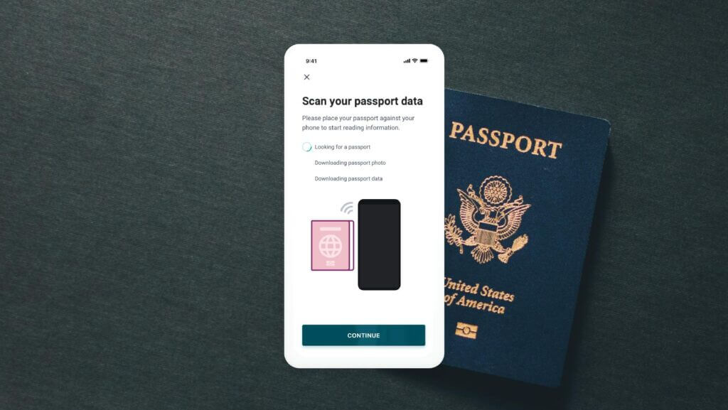 Ejemplo de cómo escanear un pasaporte dentro de Veriff.