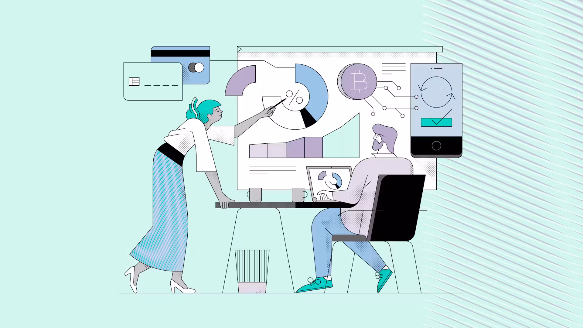 Illustration of people using technology
