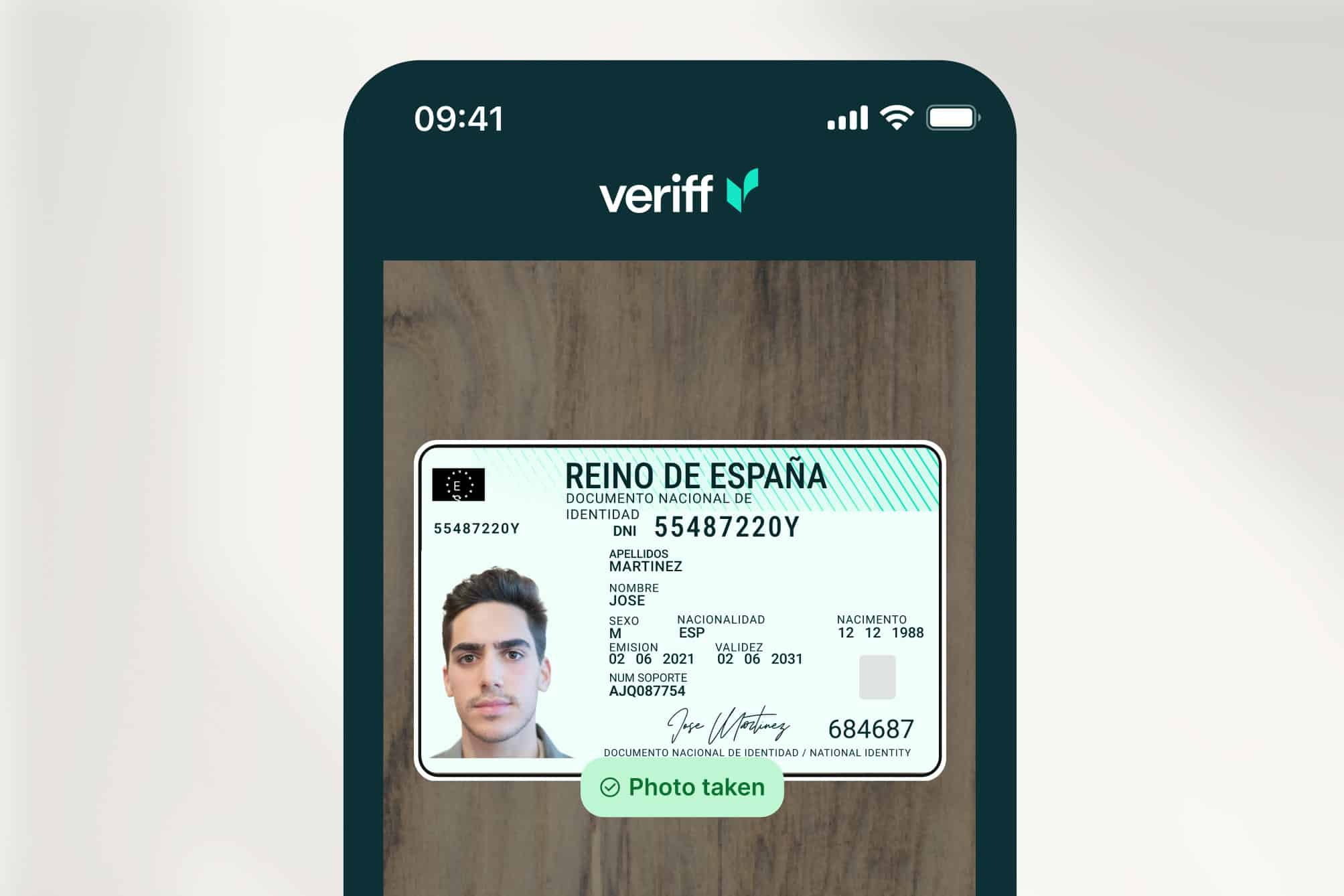 Spanish ID card with personal details