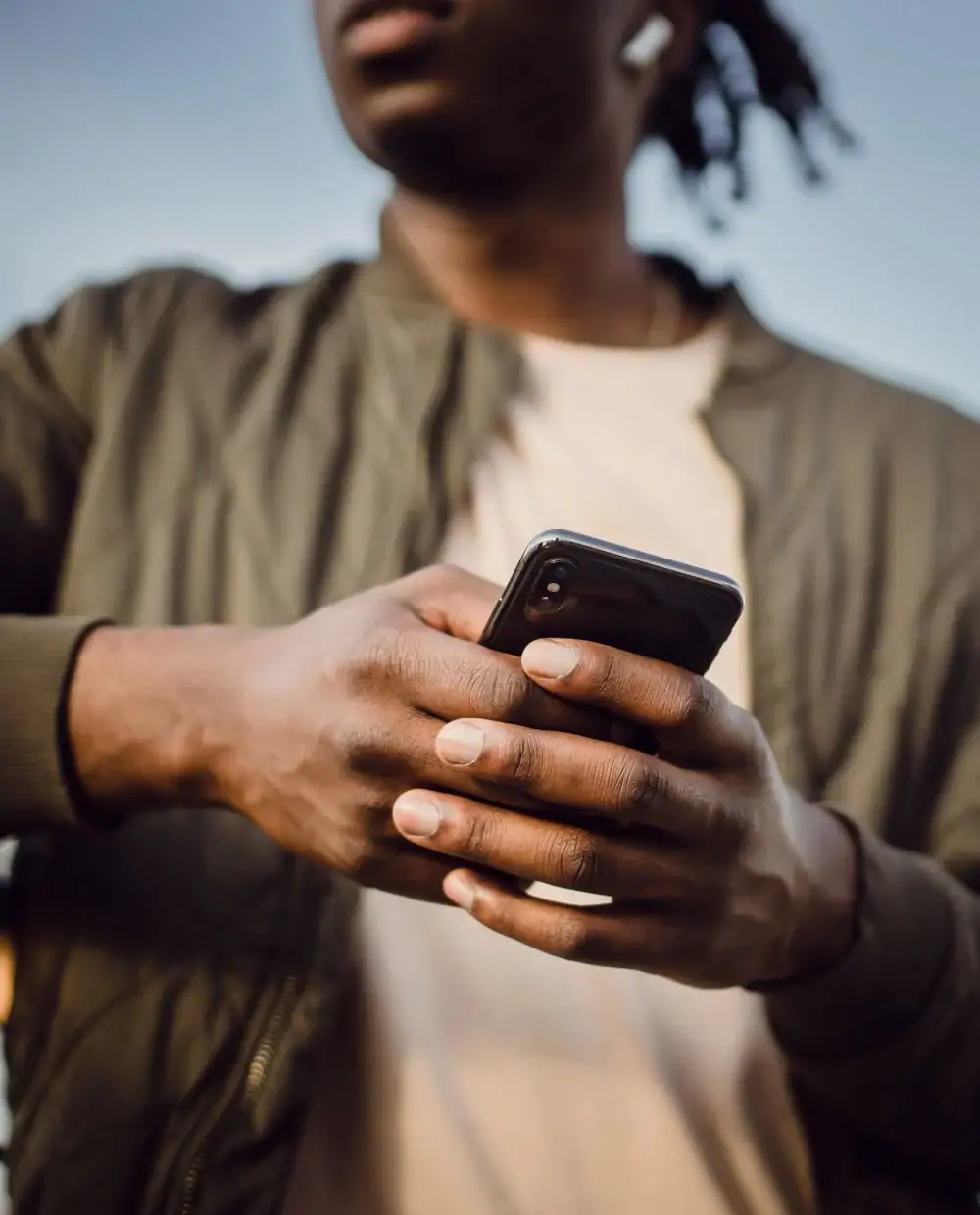 A man checking his phone