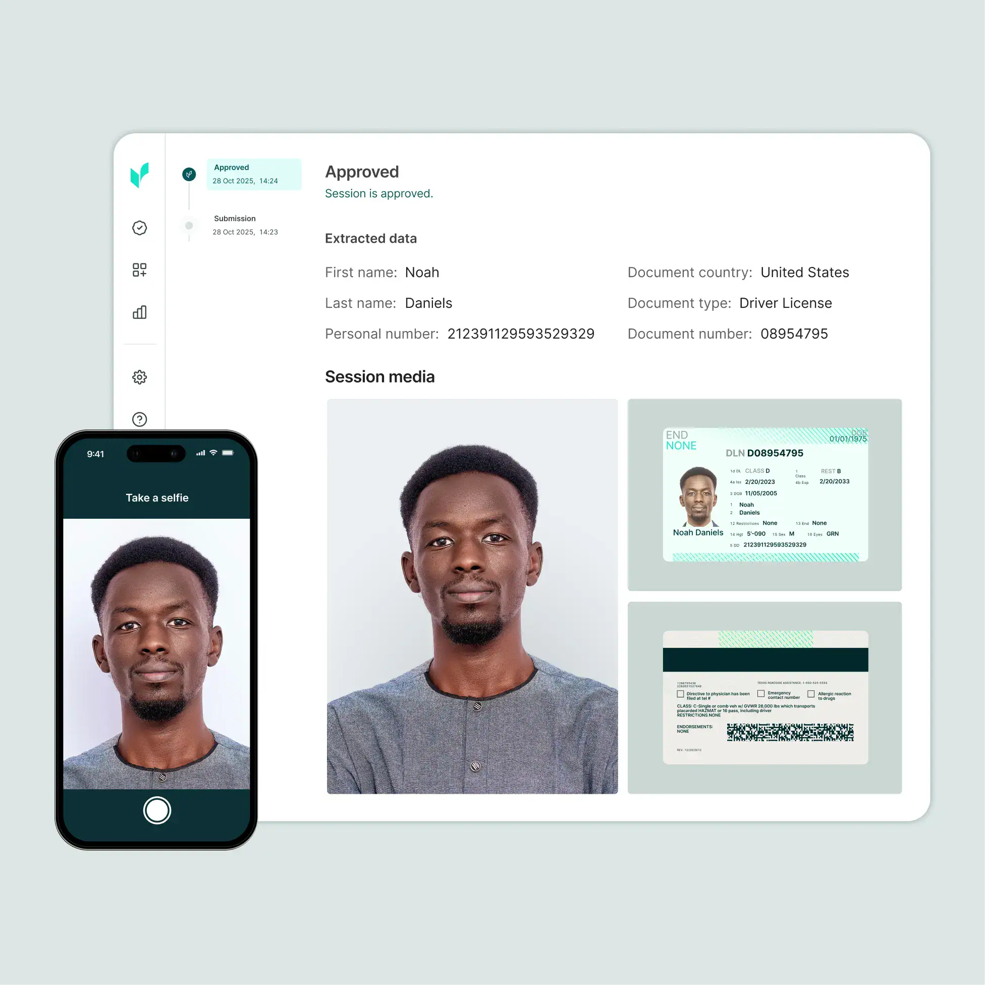 Veriff selfie capture screen prompting the user to take a selfie