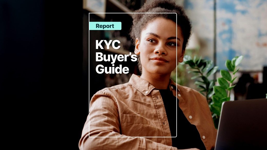 Woman smiling next to "KYC Buyer's Guide" title in a modern, well-lit setting.